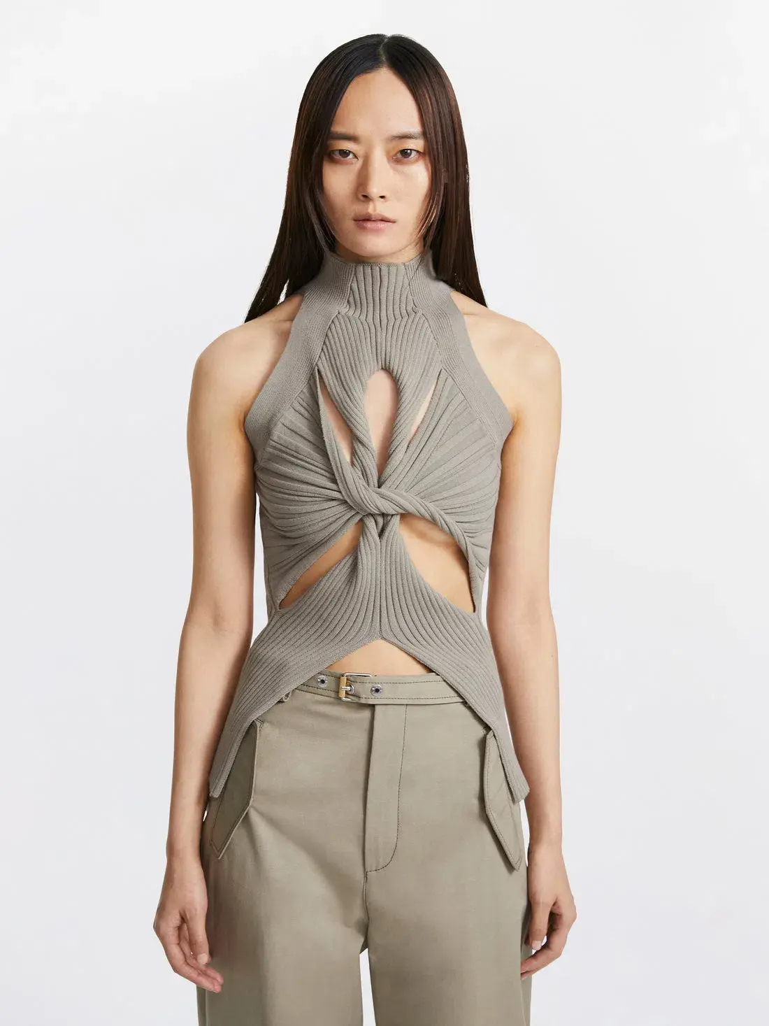 Dion Lee Muscular Twist Tank in Stone Size 8 / S - Image 2