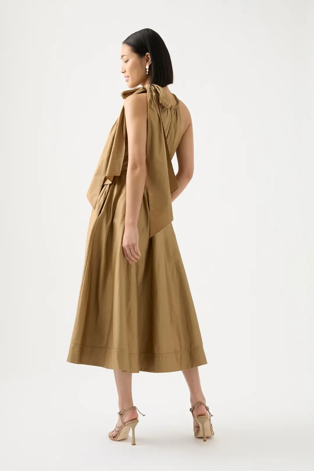  Aje Henriette Tie Strap Midi Dress Brown Size 6 / XS for rent on The Volte - main image
