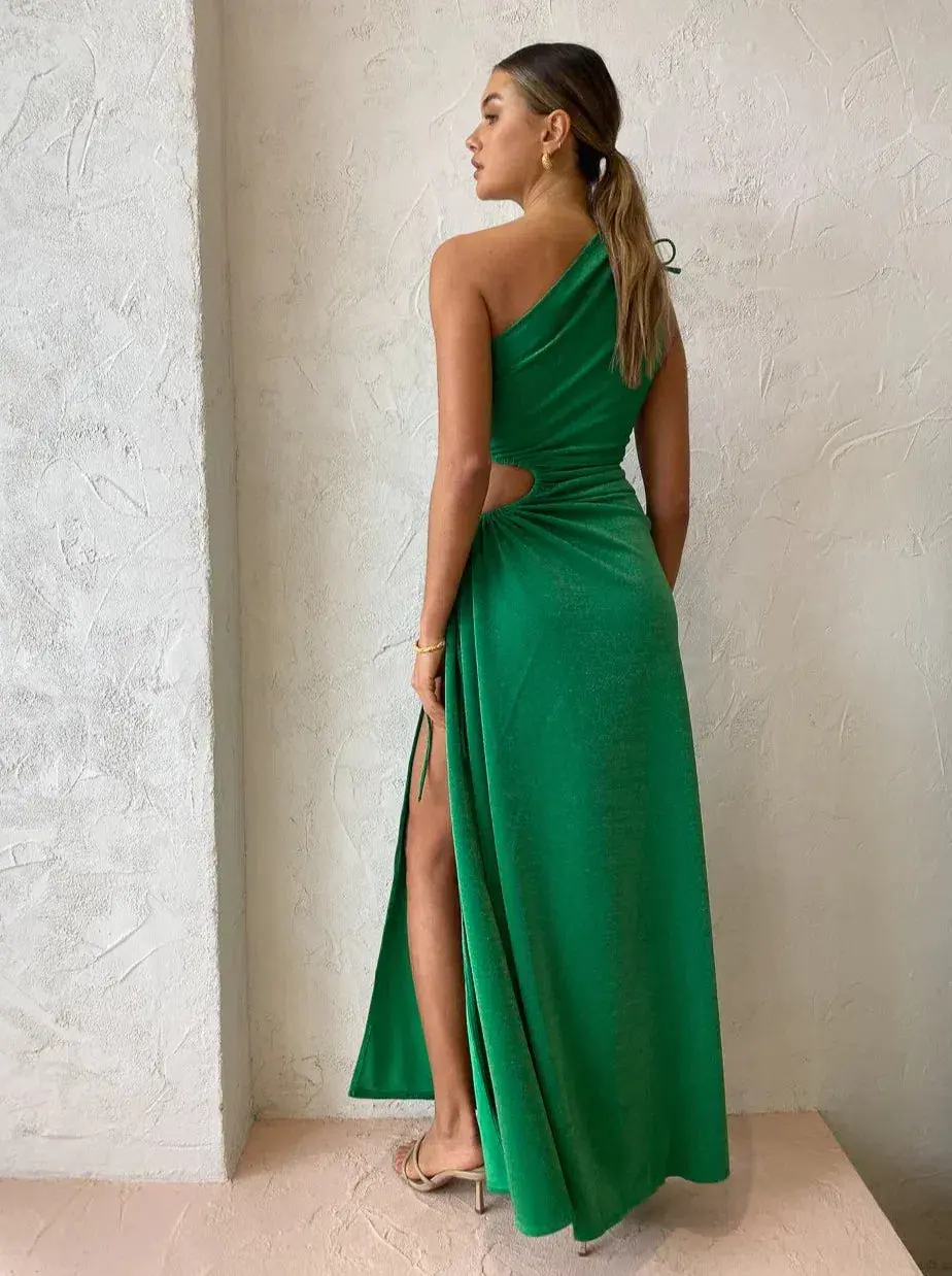 Sonya Moda Nour Maxi Dress in Forest Green Shimmer Size 6 / XS - Image 5