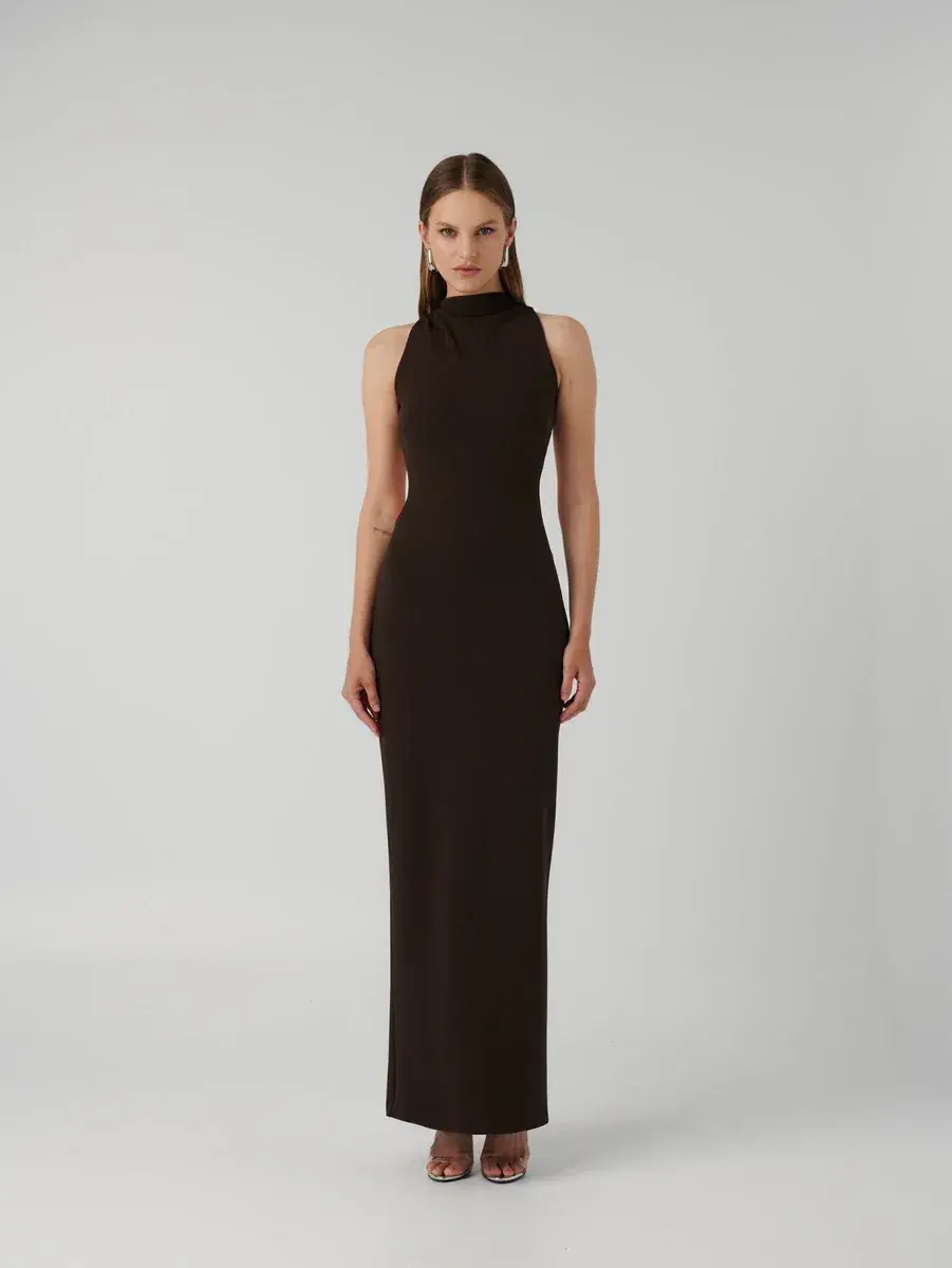 Effie Kats Ambre Gown - Coffee - Size M (10) - Image 1