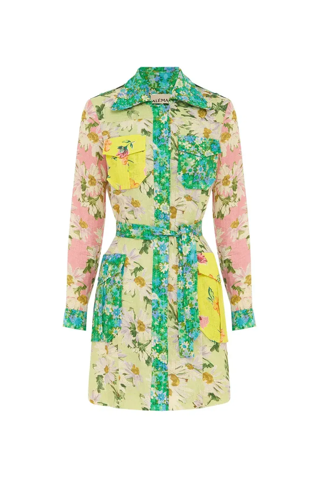 Alemais - Kenzie Patchwork Mini Dress Floral - Size 14 for rent on The Volte - main image