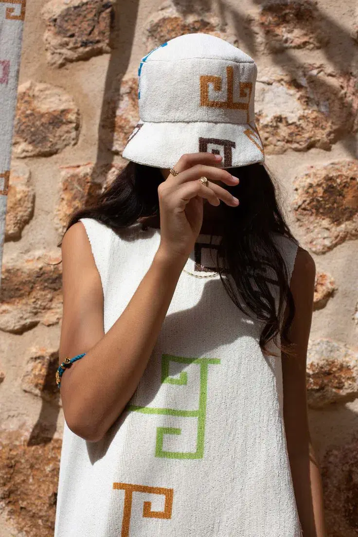 Lucy Folk Eos Beaded Swing Mini Dress with Belt Ecru Cream Size M / AU 10 for rent on The Volte - main image