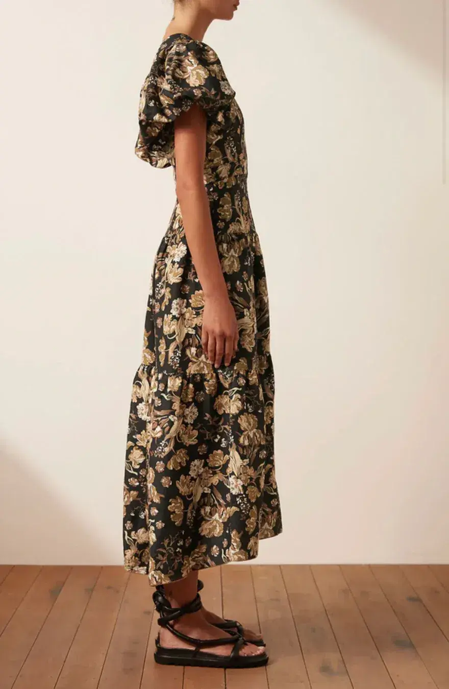 Shona Joy Palermo Plunged Short Sleeve Midi Dress Black Size AU 16 - Image 2