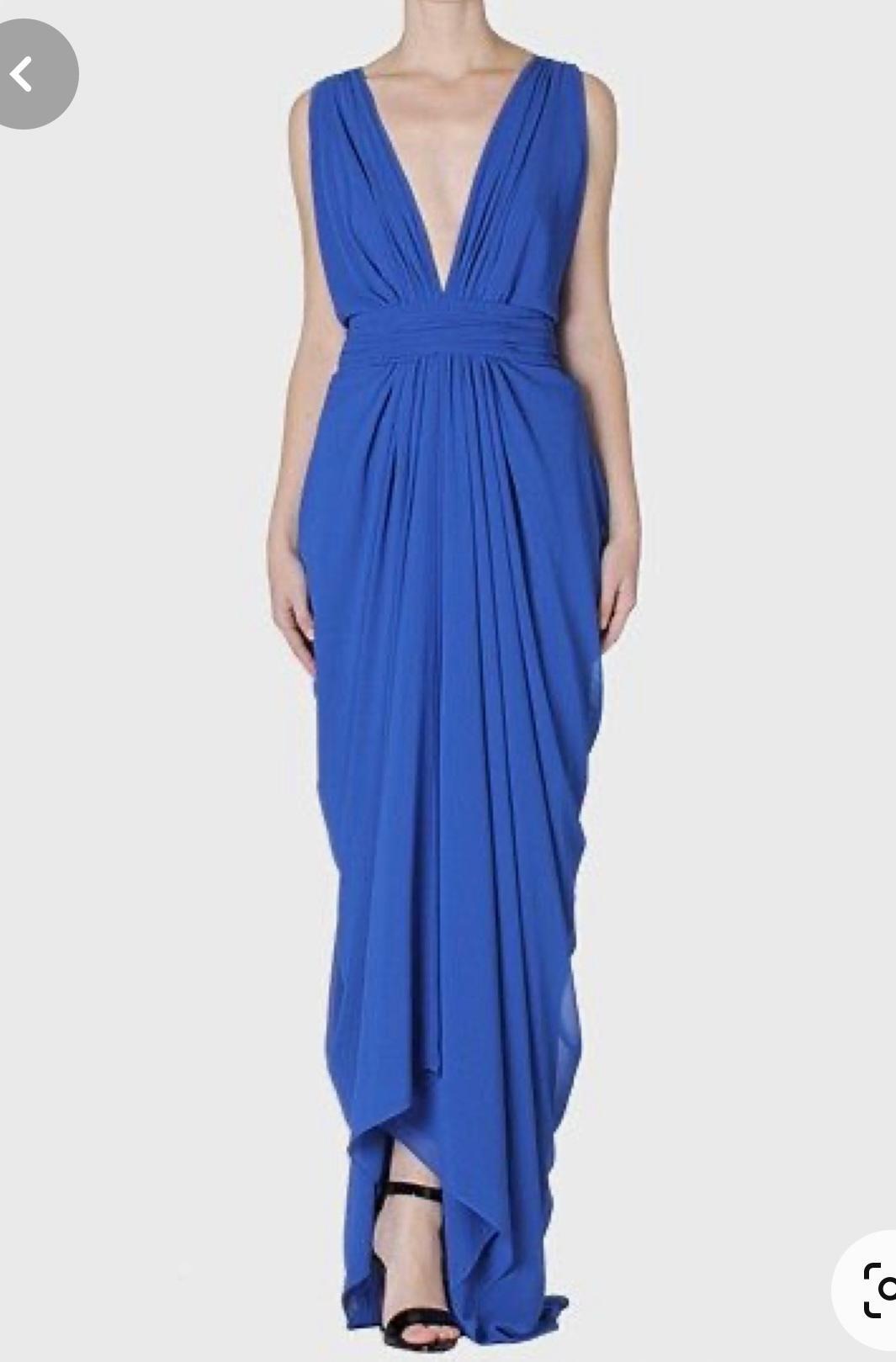 Carla Zampatti Waterfall Dress Blue Size 8 for rent on The Volte - main image