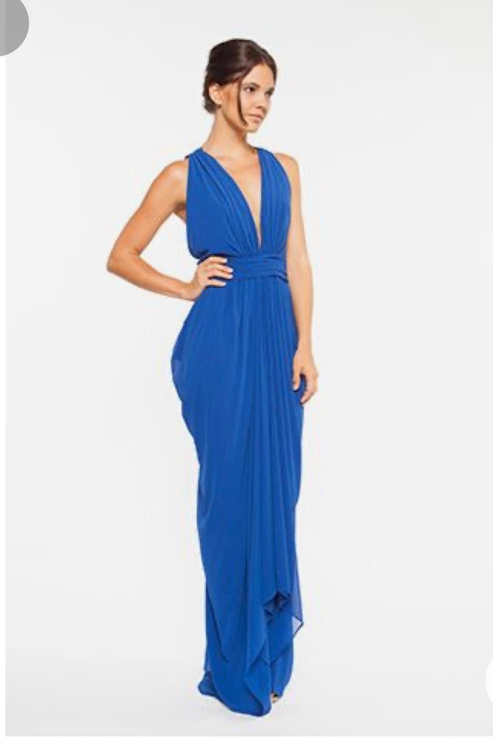 Carla Zampatti Waterfall Dress Blue Size 8 - Image 2