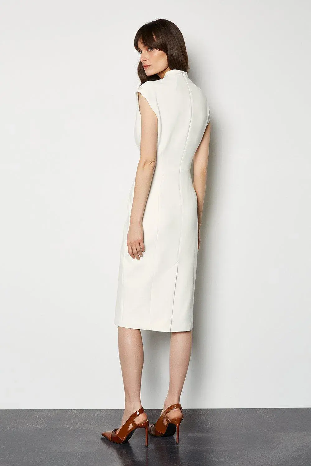 Karen Millen Bodycon Pencil Dress Ivory Size AU 8 - Image 2
