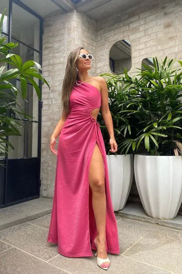 Sonya Moda Nour Shimmer Maxi Dress Pink Size AU 6 - Image 3