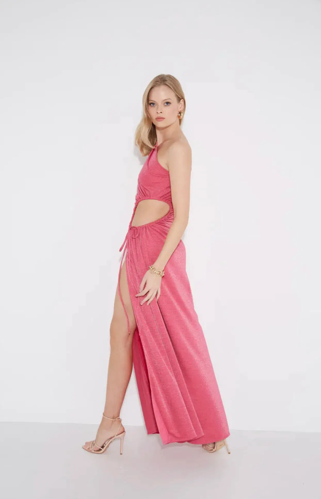 Sonya Moda Nour Shimmer Maxi Dress Pink Size AU 6 - Image 2