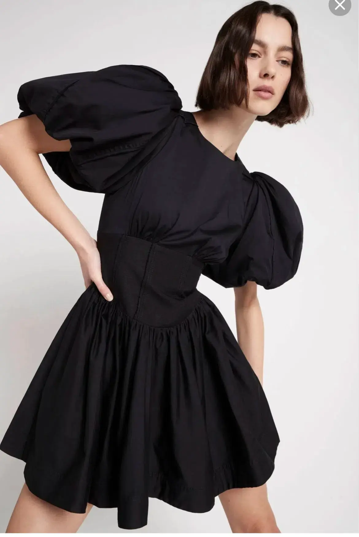 Aje Gianna Puff Sleeve Mini Dress Black Size 8 - Image 4