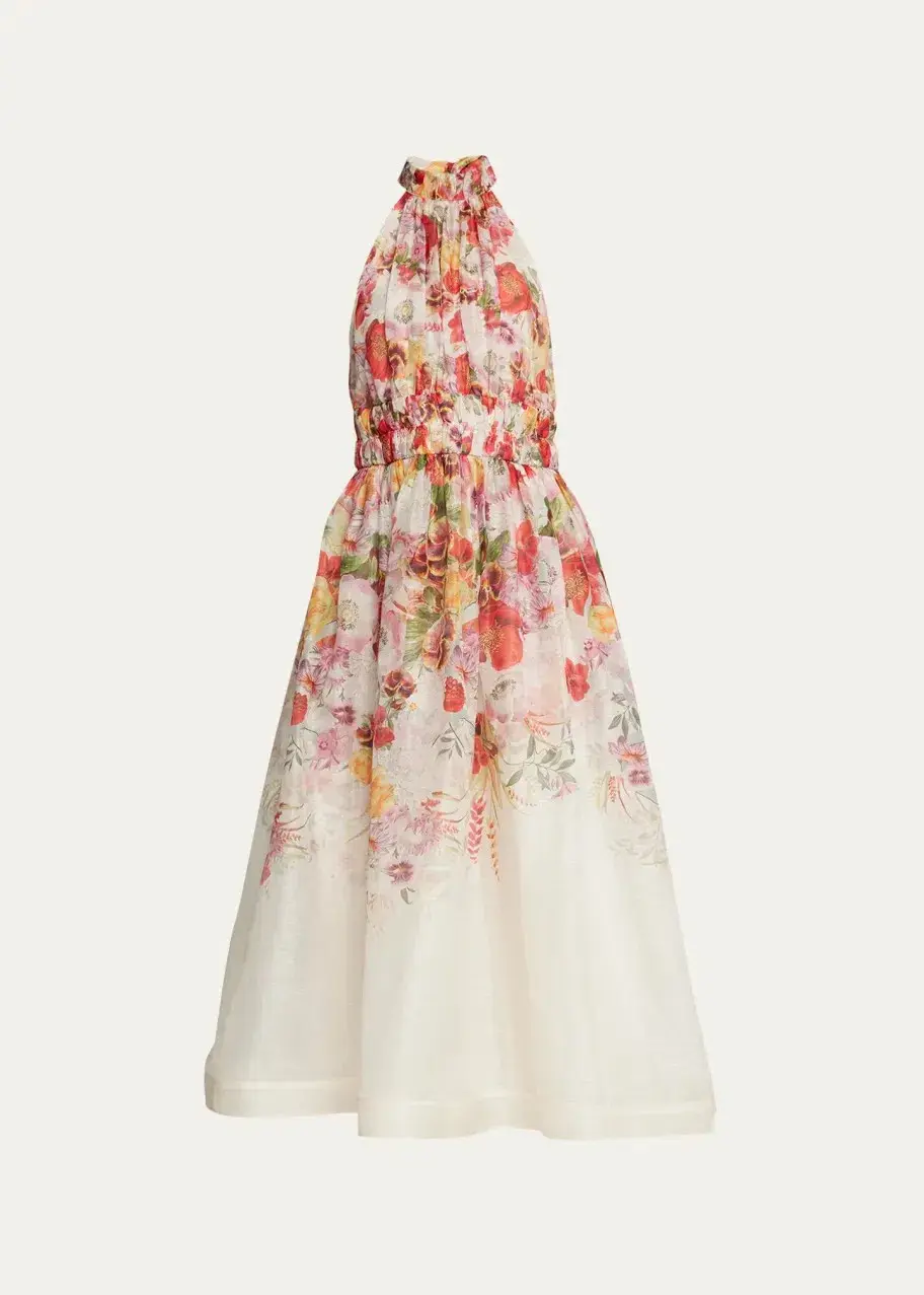 Zimmermann The Wonderland Halter Dress in Elka Poppy Ivory Print Size 1 /Au 10 - Image 3