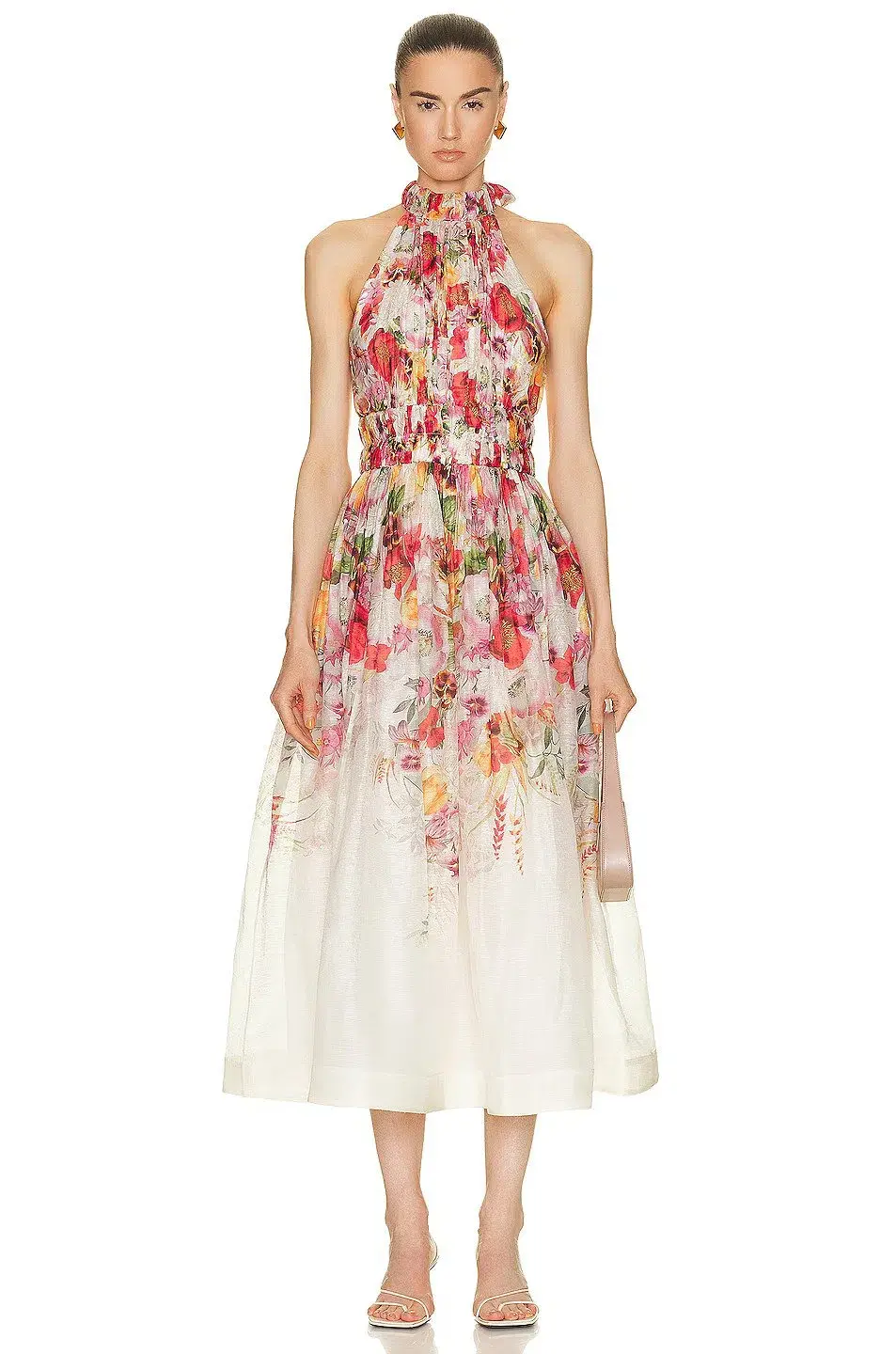 Zimmermann The Wonderland Halter Dress in Elka Poppy Ivory Print Size 1 /Au 10 for rent on The Volte - main image
