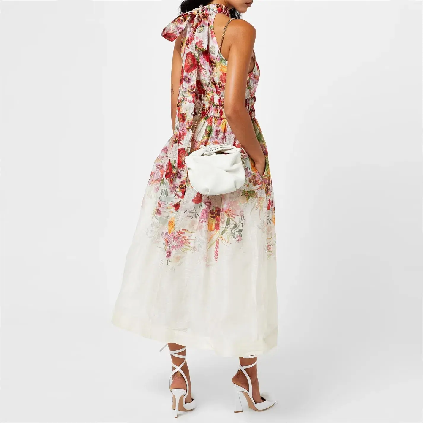 Zimmermann The Wonderland Halter Dress in Elka Poppy Ivory Print Size 1 /Au 10 - Image 5