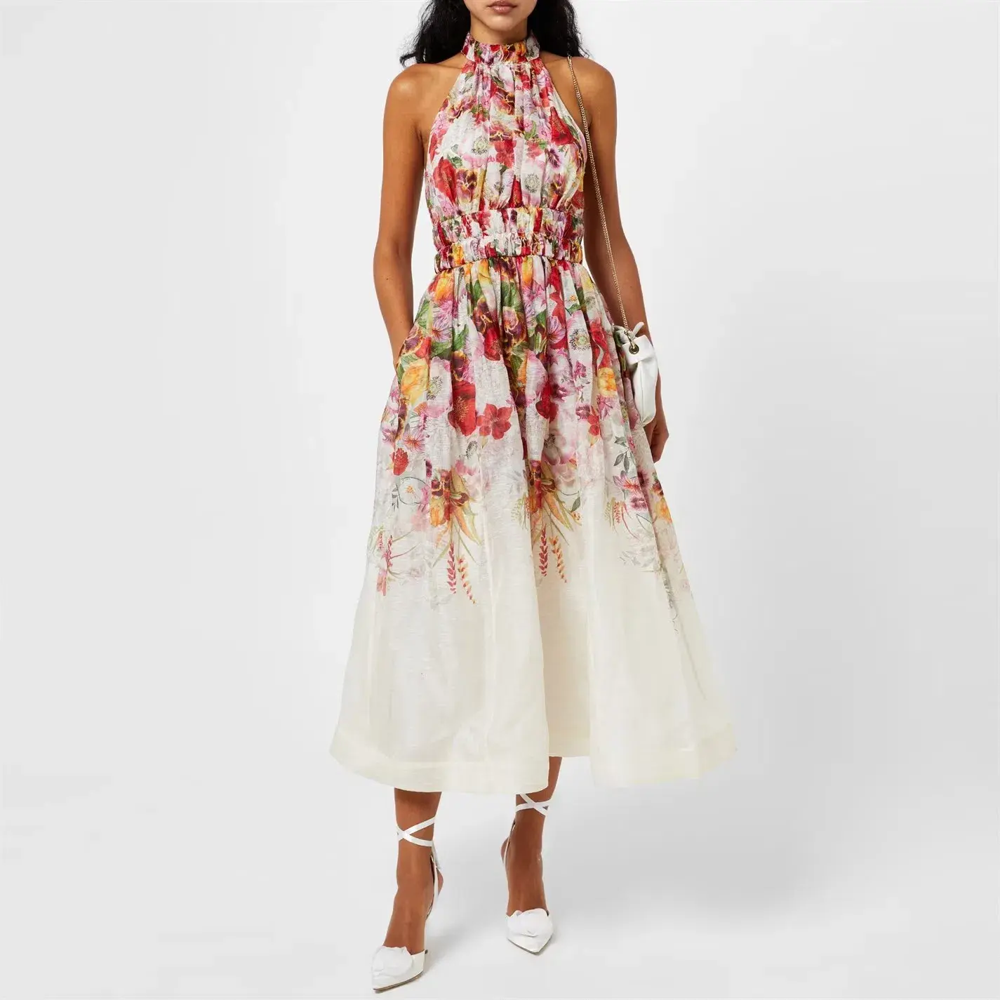 Zimmermann The Wonderland Halter Dress in Elka Poppy Ivory Print Size 1 /Au 10 - Image 4