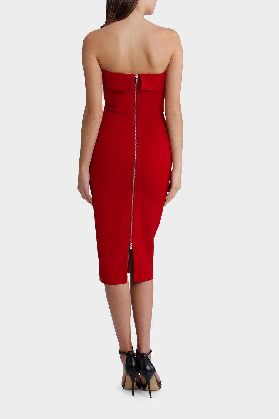 Alex Perry Elsie Red Stretch Strapless Cuff Red Size 6 - Image 3