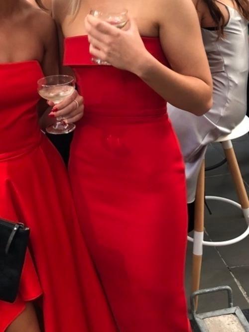 Alex Perry Elsie Red Stretch Strapless Cuff Red Size 6 - Image 4