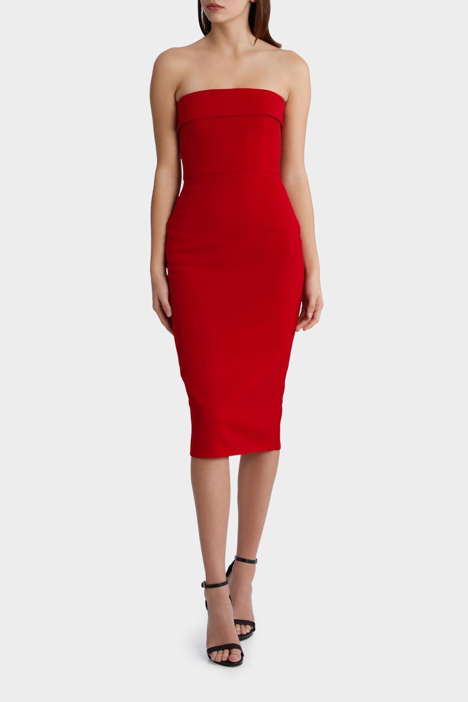 Alex Perry Elsie Red Stretch Strapless Cuff Red Size 6 - Image 1