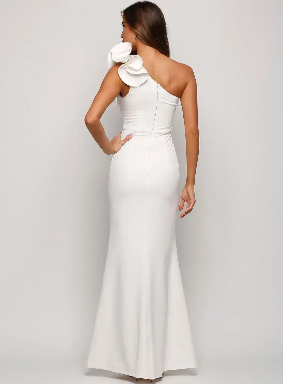 Bariano Sue Frill Shoulder Gown White Size 10 - Image 4