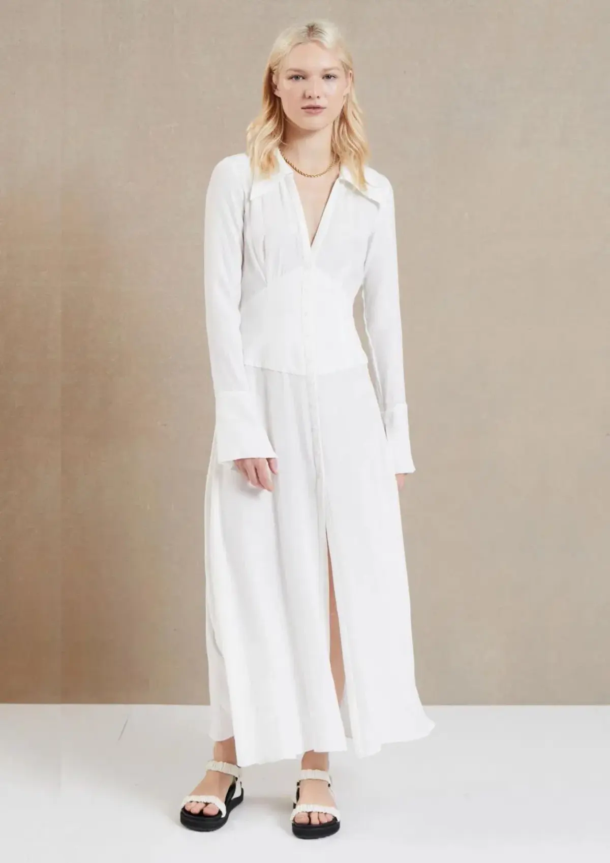 Bec & Bridge Raye Long Sleeve Maxi Dress Ivory Size 12  - Image 1