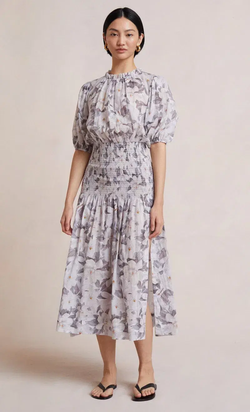 Bec & Bridge Gardenia SS Cotton Midi Dress  Print Size 14 - Image 1