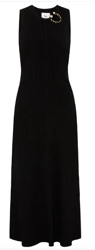 Aje Crescent Knit Midi Dress Black Size 12 / L for rent on The Volte - main image
