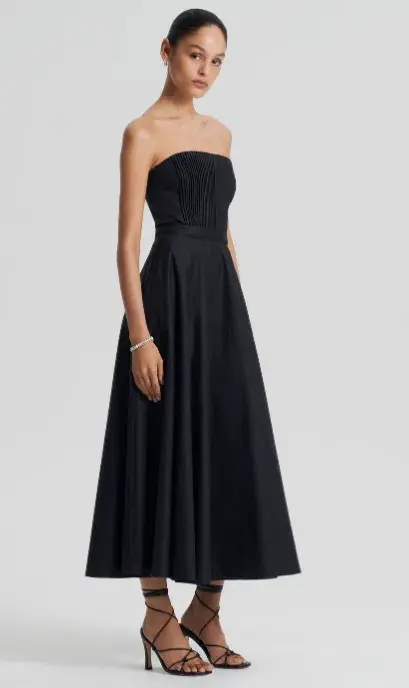 Scanlan Theodore Parachute Bustier Midi Dress Black Size 10 - Image 5