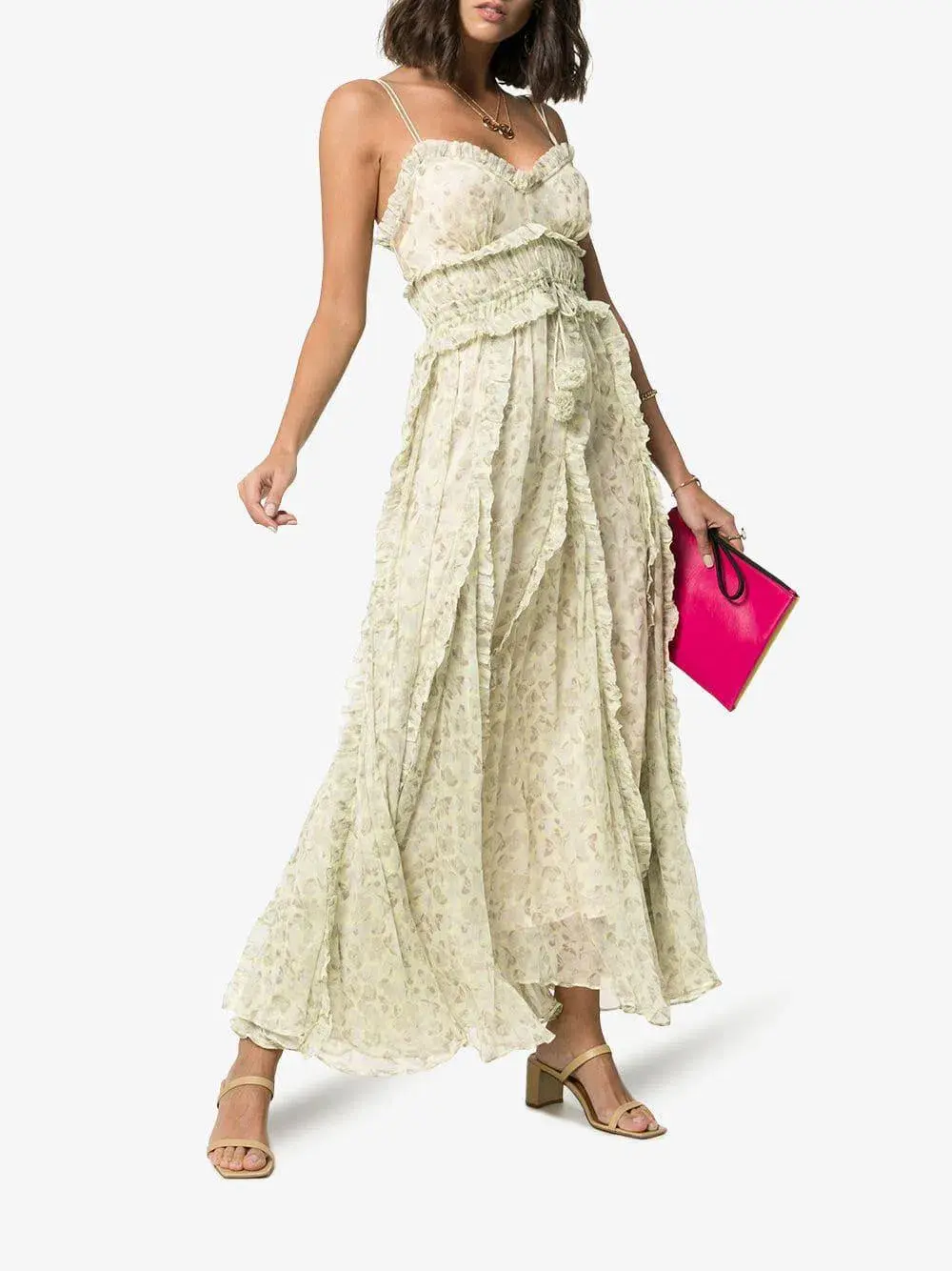 Lee Mathews Nina Crinkle Silk Floral Cami Dress Floral Size 12 - Image 1