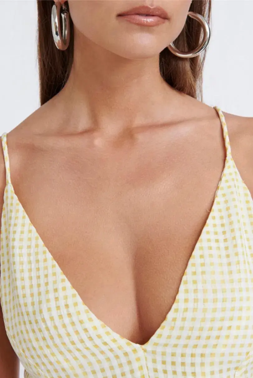 By Johnny Romy Check Dress Yellow Size 6 - Image 2