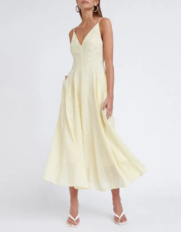 By Johnny Romy Check Dress Yellow Size 6 - Image 1