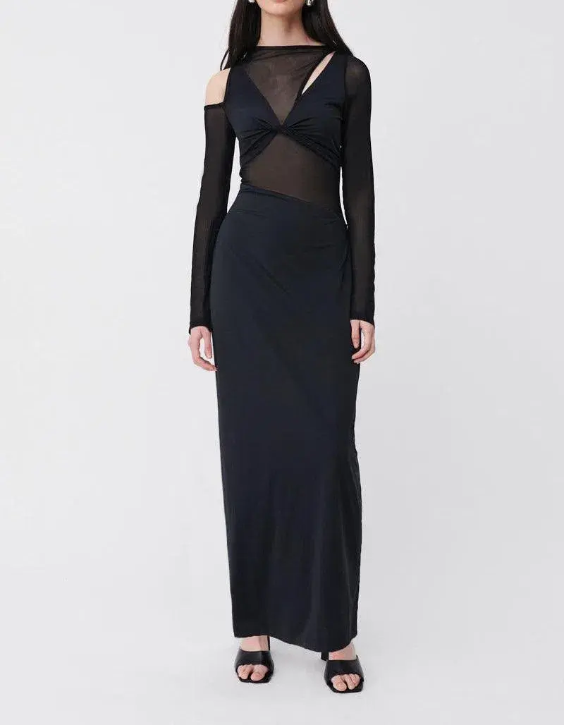 Suboo Rodin Long Sleeve Mesh Jersey Maxi Dress Black Size M / Au 10 - Image 1