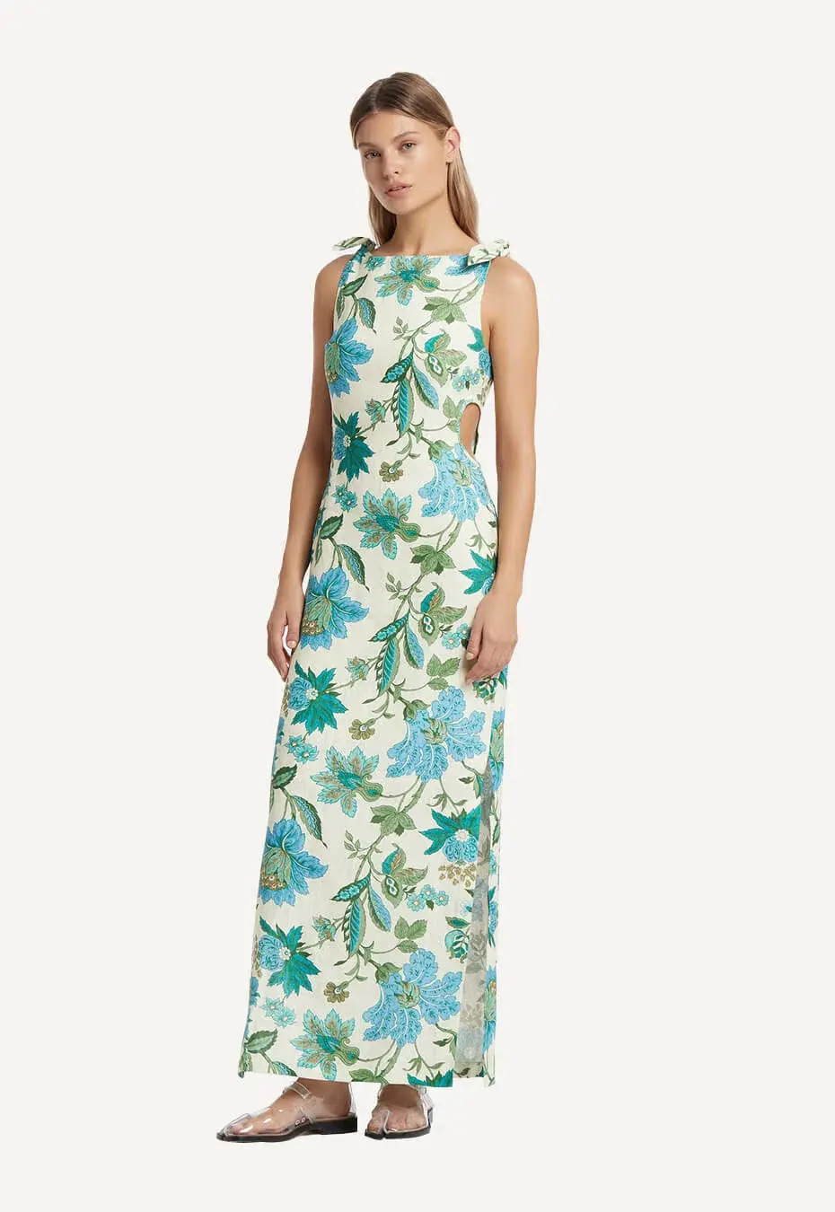 Sir The Label Alexandre Cut Out Midi Dress Blue Floral Size 0/ AU 6 for rent on The Volte - main image