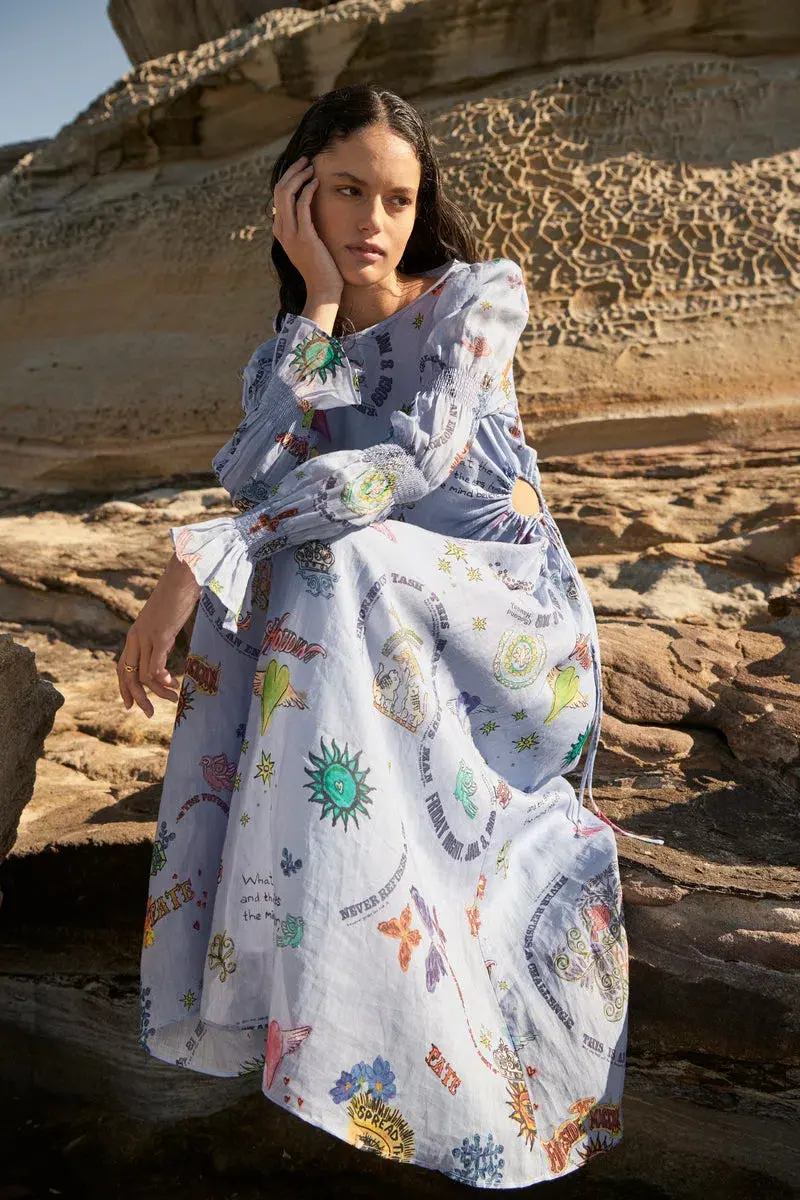 Kate Ford Caracus Cut Out Gown Multi Print Size 10 - Image 5
