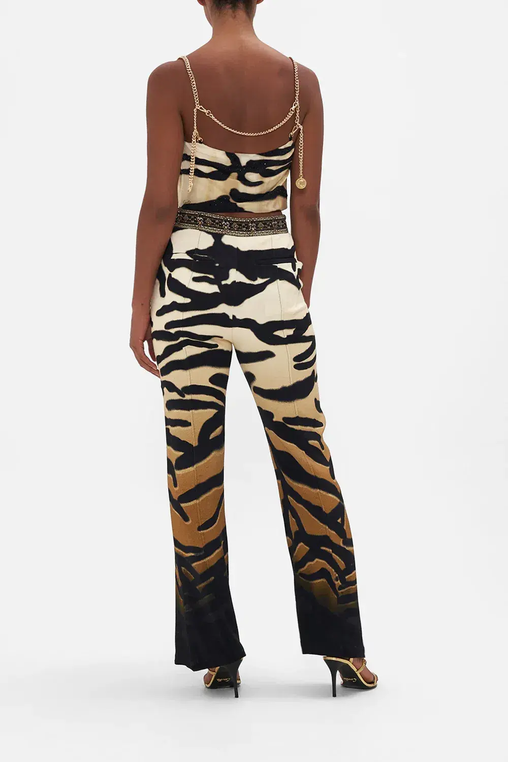 Camilla Full Length Flared Pant Tame My Tiger Print Size L / AU 14 - Image 3
