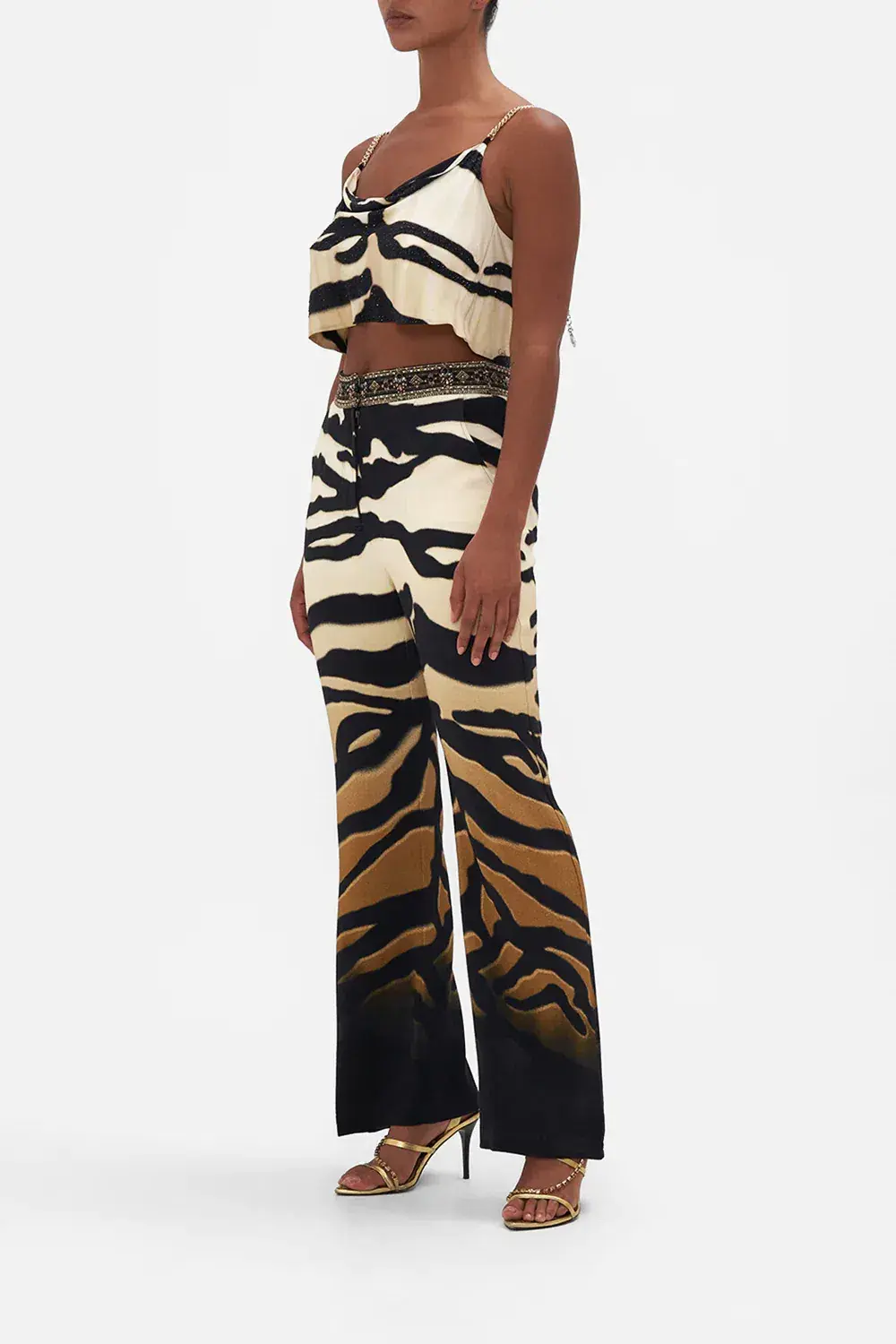 Camilla Full Length Flared Pant Tame My Tiger Print Size L / AU 14 - Image 2