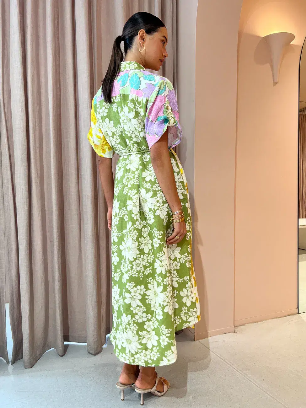 Alemais Elora Patchwork Shirtdress Multi Floral Size 6 for rent on The Volte - main image