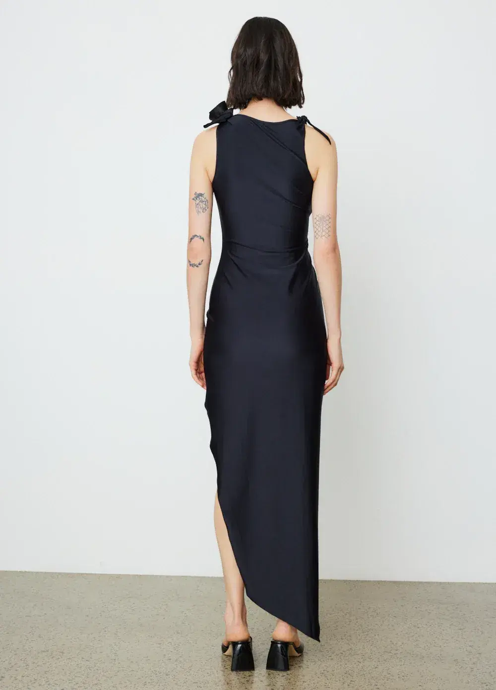 Coperni Asymmetric Flower Gown Floor Length Black Size L/Au 10 - Image 5