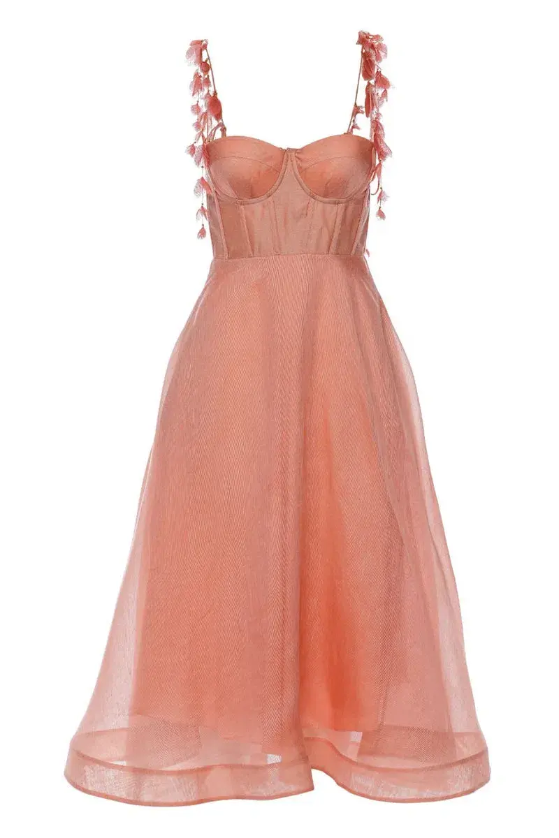Zimmermann Wonderland Midi Corset Dress Pink Size 2 / AU 12 - Image 6