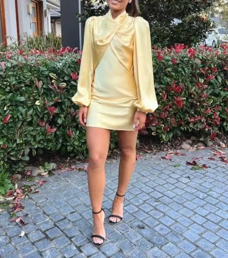 Acler The Lindhurst Dress in Lemon Size 6  for rent on The Volte - main image