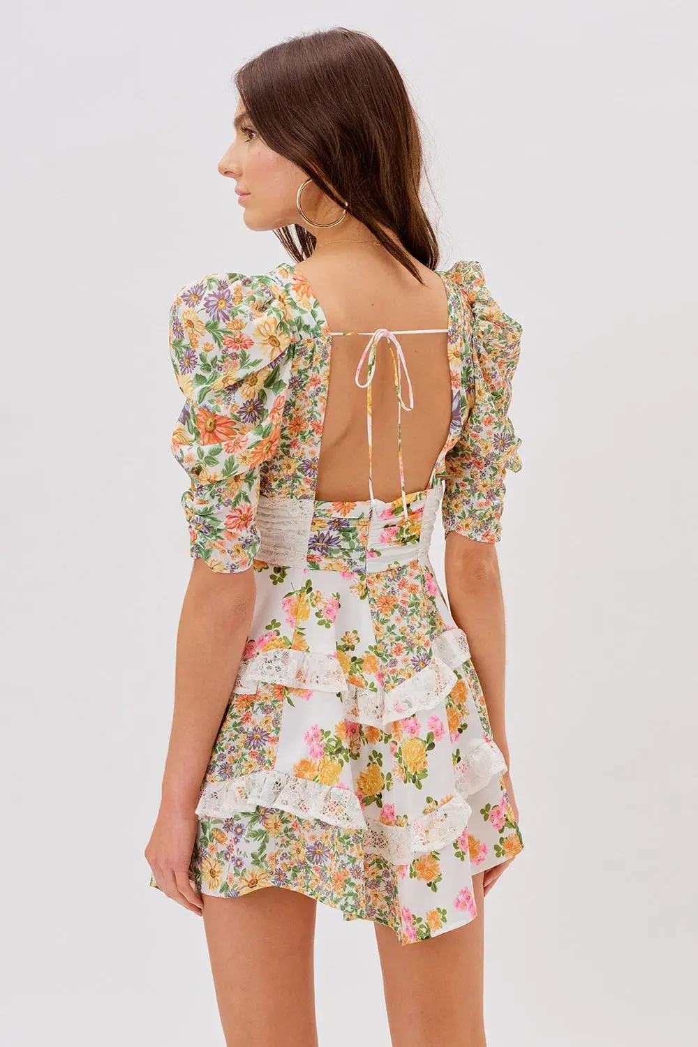 For Love & Lemons Rosalyn Mini Dress Marigold Print Size 8  - Image 3