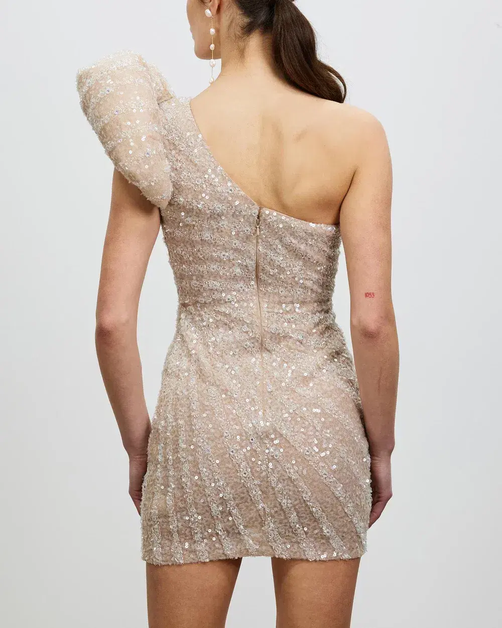 Rachel Gilbert Phoebe Mini Dress Nude Size AU 8 for rent on The Volte - main image