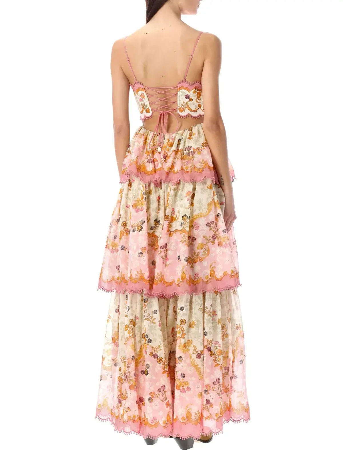 Zimmermann Laurel Frill Midi Dress Floral Cream Size 0 / AU 8 - Image 2
