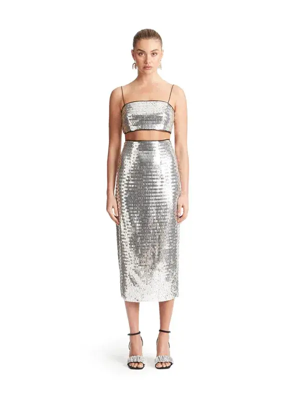Sheike Walk of Fame Sequin Top and Skirt Set Silver Size 6 (Skirt) + Size 8 (Top) - Image 2