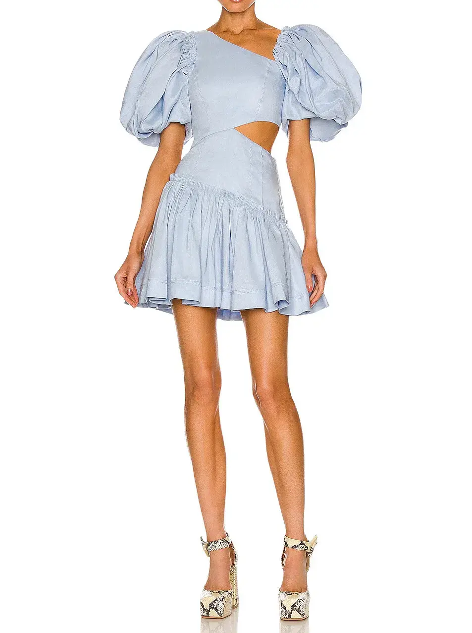 Aje Chateau Cut Out Mini Dress Blue Size 12 - Image 1