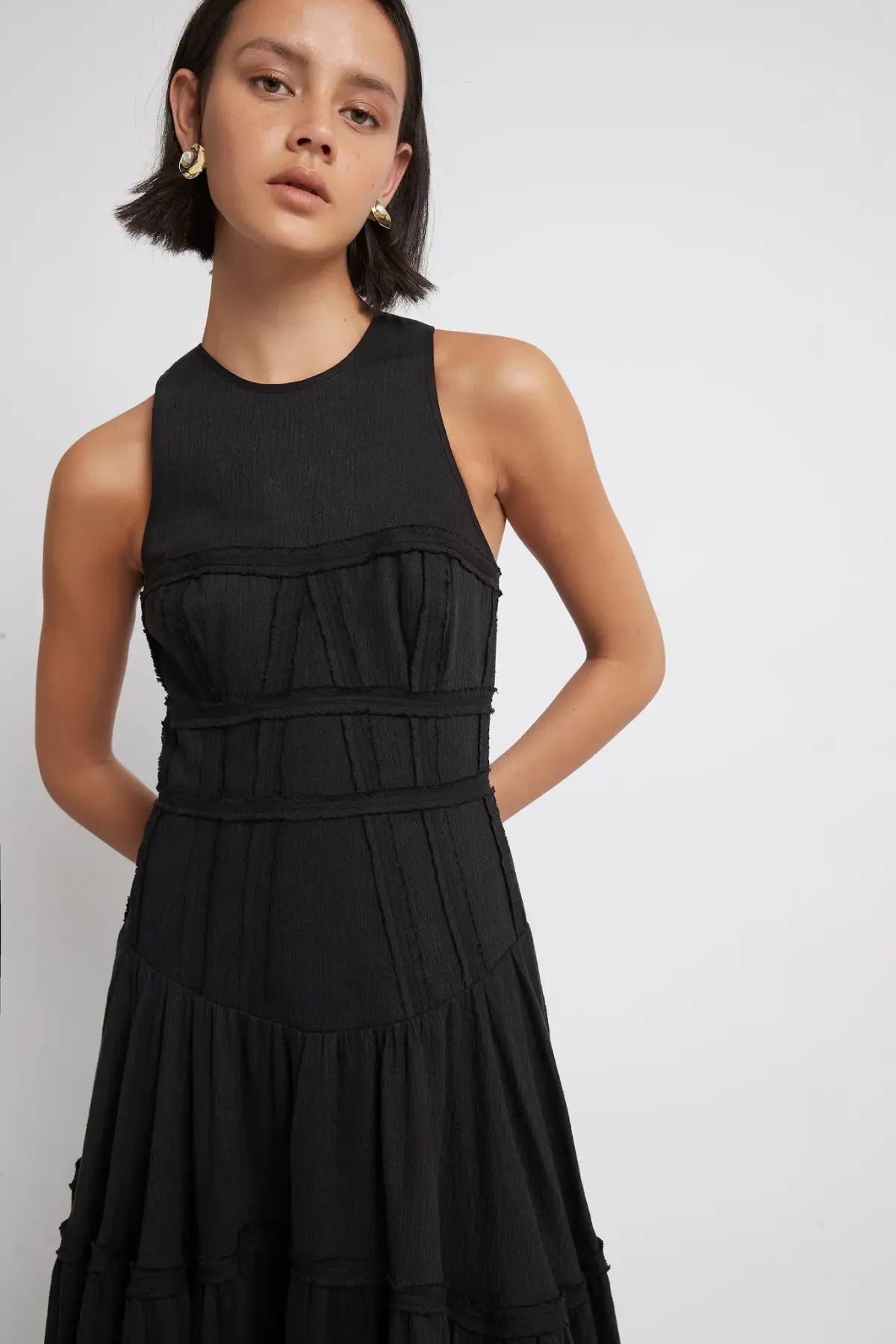 Aje Tidal Corset Midi Dress Black Size 8 - Image 4