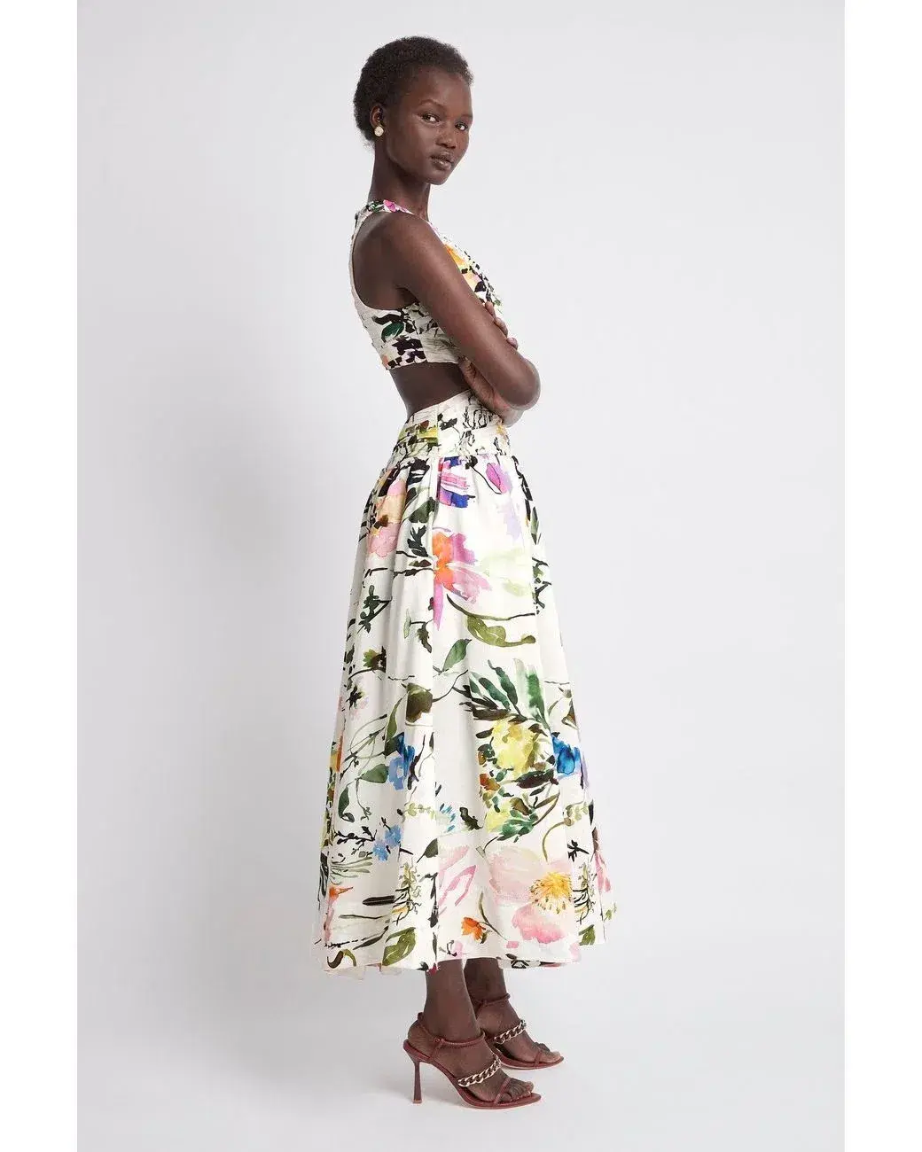 Aje Introspect Cut Out Midi Dress Botanic Floral Size 6 - Image 2