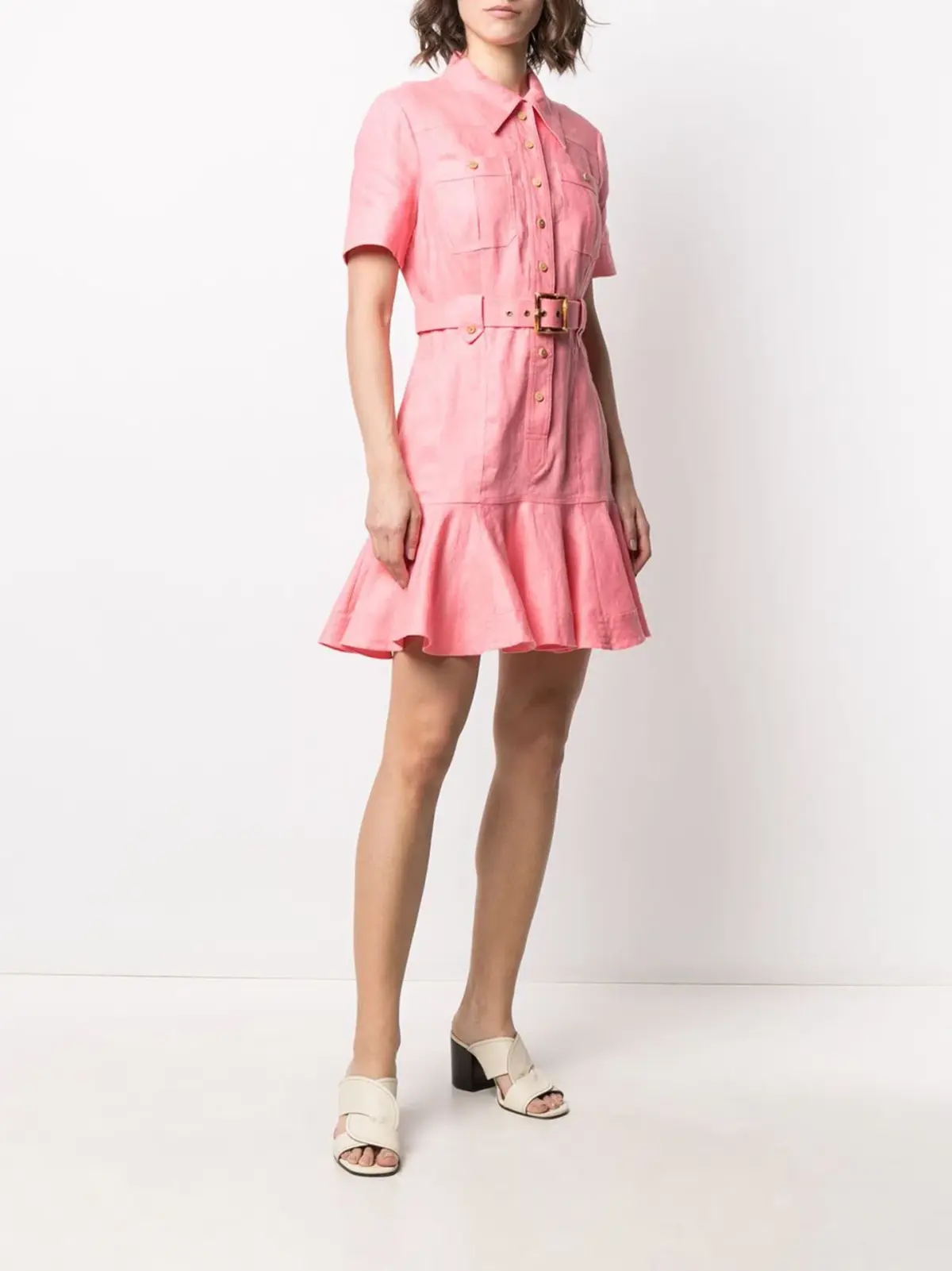 Zimmermann Poppy Belted Mini Dress Watermelon Pink Size 0 / AU 8 - Image 1
