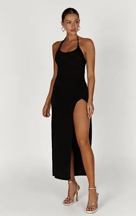 Meshki Allison Jersey Ruched Split Dress Black Size XS / Au 6 - Image 1
