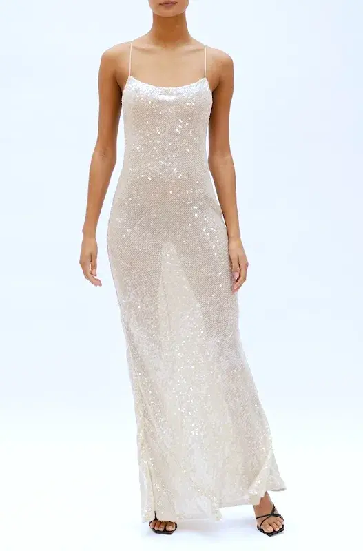 Rat & Boa Olympia Sequin Maxi Dress Ivory Size S / Au 8  - Image 4