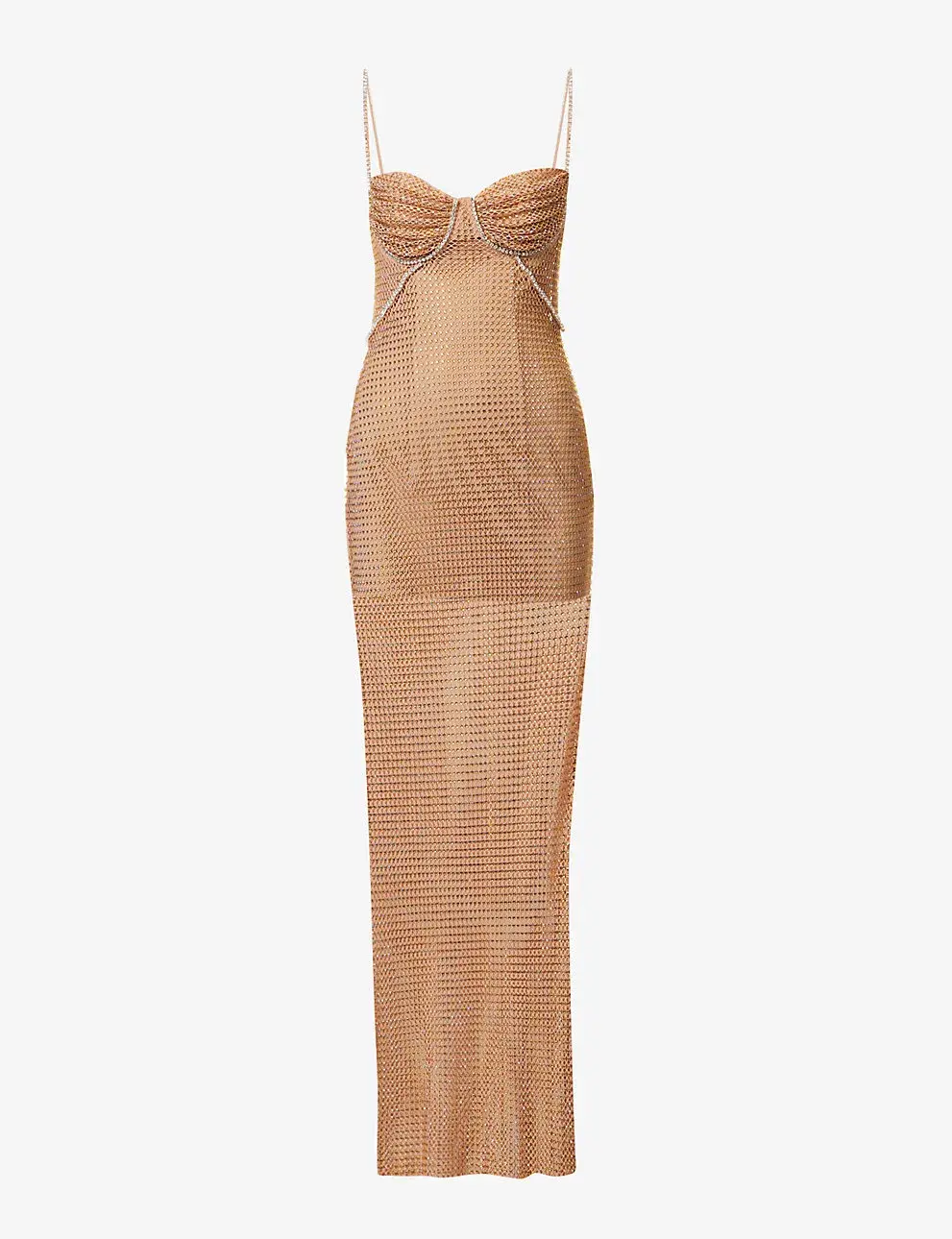 Self Portrait Hotfix Fishnet Maxi Nude Size AU 12  - Image 4