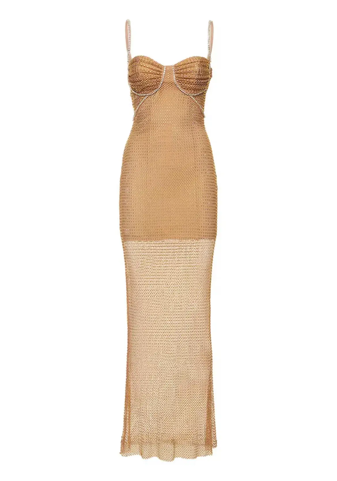 Self Portrait Hotfix Fishnet Maxi Nude Size AU 12  - Image 3