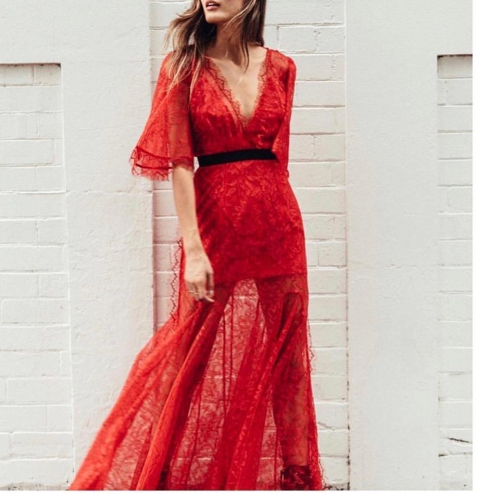 Alice McCall Look Good Feel Good Red Lace Gown Size 6 - Image 1